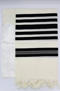 טלית צמר פאר - דגם "איתן" שחור
