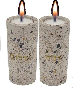 פמוטים מודרניים לשבת מבטון מעוצב - דגם "קודש"