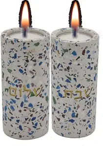 פמוטים מודרניים לשבת מבטון מעוצב - דגם "קודש"