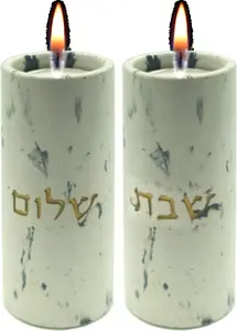 פמוטים מודרניים לשבת מבטון מעוצב - דגם "קודש"