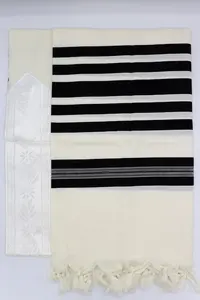 טלית צמר פאר - דגם "איתן" שחור מידה 70