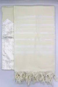 טלית צמר תשבץ - דגם "דותן" לבן מידה 70