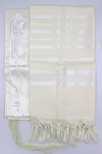 טלית צמר פאר - דגם "איתן" לבן מידה 50