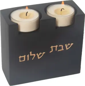 פמוטים מודרניים בלוק בטון גבוה - דגם "להבה" צבע שחור קלאסי