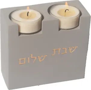 פמוטים מודרניים בלוק בטון גבוה - דגם "להבה" צבע אפור