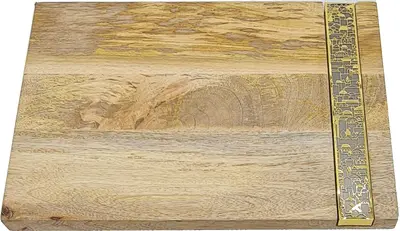 מגש חלה עץ מנגו גדול בשילוב בטון - דגם "הארץ"