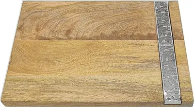 מגש חלה עץ מנגו גדול בשילוב בטון - דגם "הארץ"